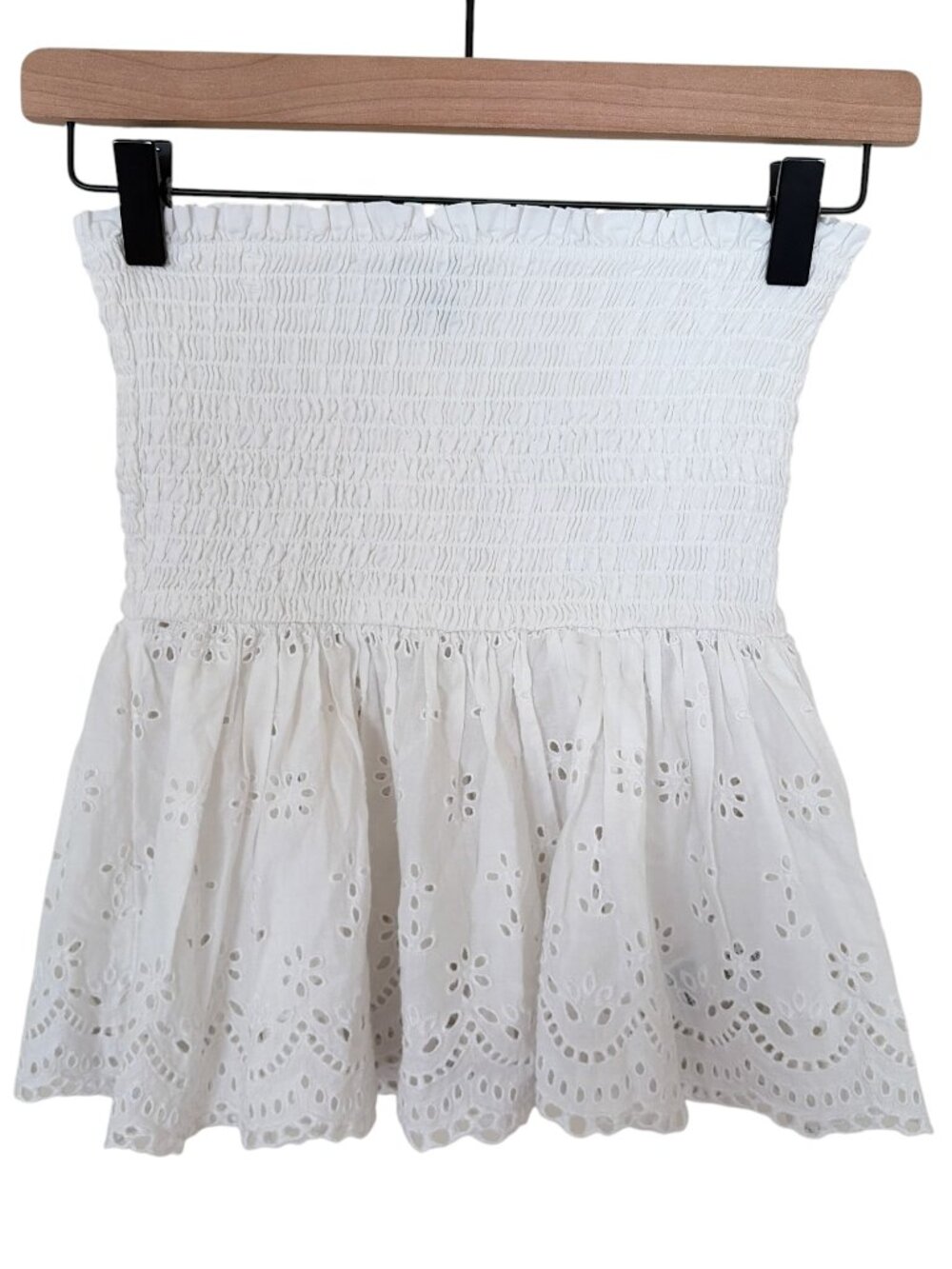 NWT American Eagle White Eyelet Smocked Babydoll Tube Top